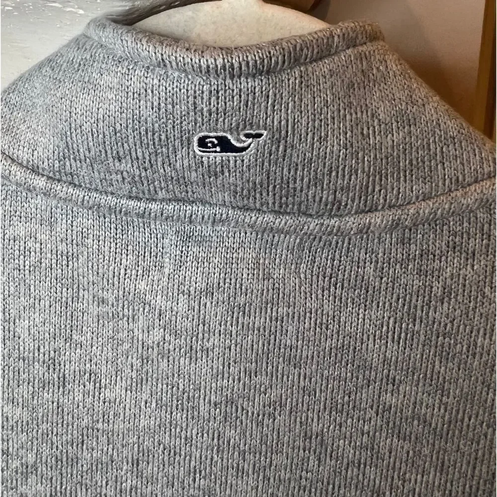 Vineyard Vines Women’s Mixed Media Quilted Pullover Navy Blue Grey Size Small